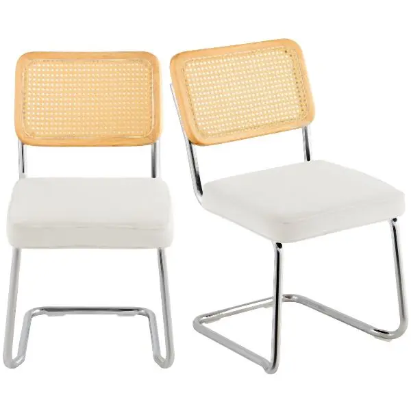 VEVOR Rattan Dining Chairs Set 2, Mid Century Modern Dining Chair, Off-White, TBYCYTERBS202HFWRV0