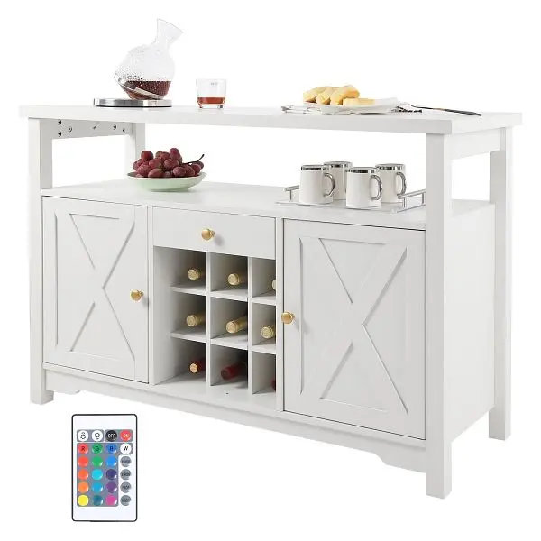 VEVOR Ready-to-Use 55 Inch Industrial Bar Cabinet, Wine Table Liquor and Glasses, KQKJJ473216107U3QV9