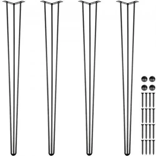 VEVOR Superior Hairpin Table Legs 40 inch, Set 4 DIY Desk Table Legs 3 Rods Heavy Duty, TZZT4PCS40YC3G001V0