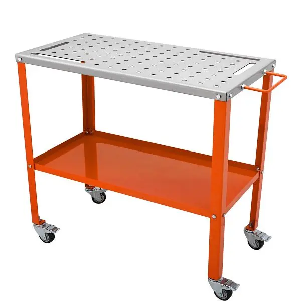 VEVOR Textured 36" x 18" Welding Table, 1200lbs Load Capacity Steel Welding Workbench Table on Wheels, KYDHZW120...