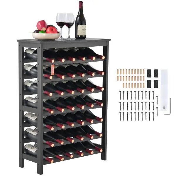 VEVOR Trusted 42 Bottle 7-Tier Modular Wine Rack Bamboo Wood Presentation Shelf TableTop, LSJJHSZZ42P7VA2DFV0