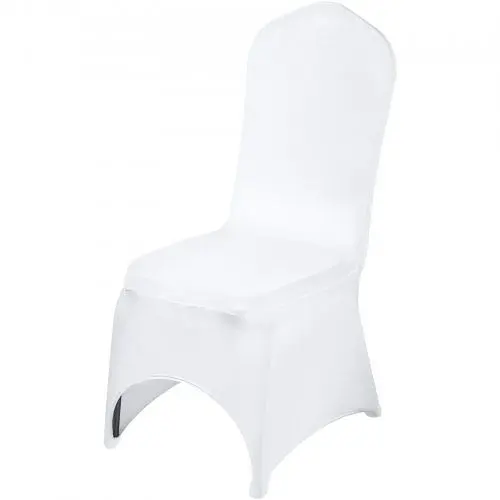 VEVOR Universal 100 Count Polyester Spandex Wedding Chair Covers Arched Front Snow White, 100PCSGXBSYT00001V0