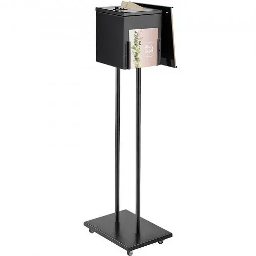 VEVOR Universal Floor Standing Proposeion Box Donation Box Stand & Rolling Wheels Black, YJX86WX94HX8DFNCGV0
