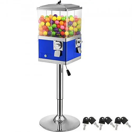 VEVOR Vending Machine Stand, Blue Quarter Candy Dispenser, Rotatable Four Compartments Square Candy Vending Machine, KXZST...