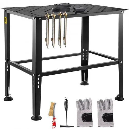 VEVOR Welding Table, 36" x 24" Adjustable Workbench, 0.12" Thick Industrial Workbench, 600lb Load Capacity ...