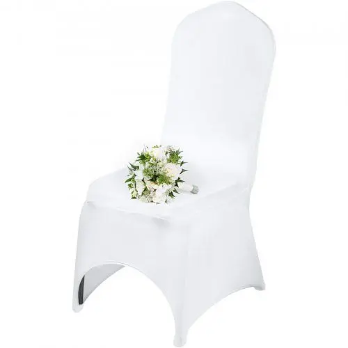 VEVOR Wide 50 Pieces Stretch Spandex White Chair Covers Wedding Party Arched Front 50 Slipcover, 50TGXBSYT00000001V0