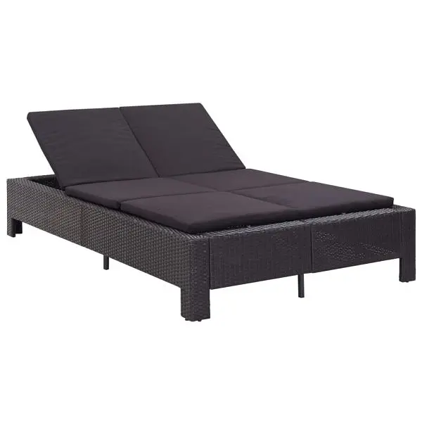 vidaXL 2-Person Sunbed Cushion Onyx Poly Rattan, 46241