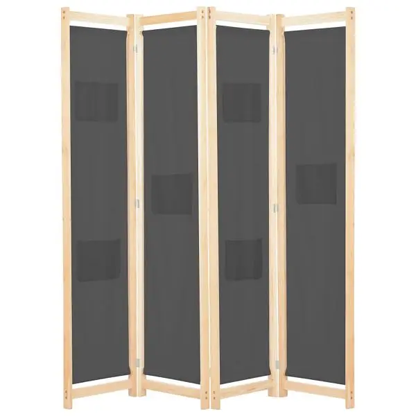 vidaXL 4-Panel Room Divider Slate Gray 62.9"x66.9"x1.6" Fabric, 248176