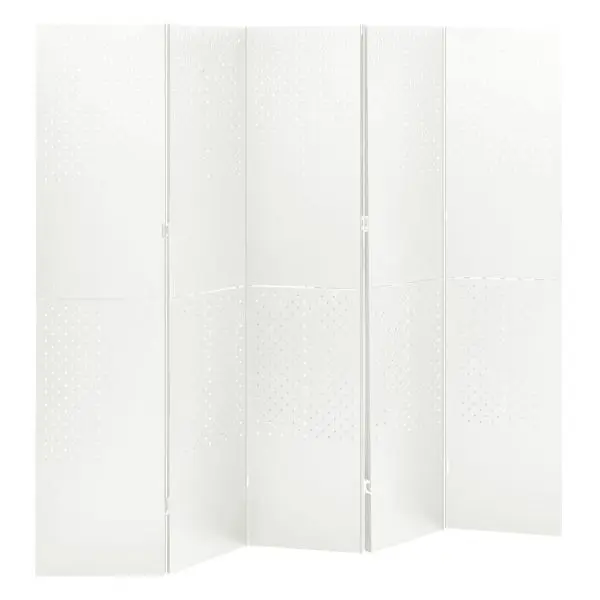 vidaXL 5-Panel Room Divider White 78.7"x70.9" Spring Steel, 335902