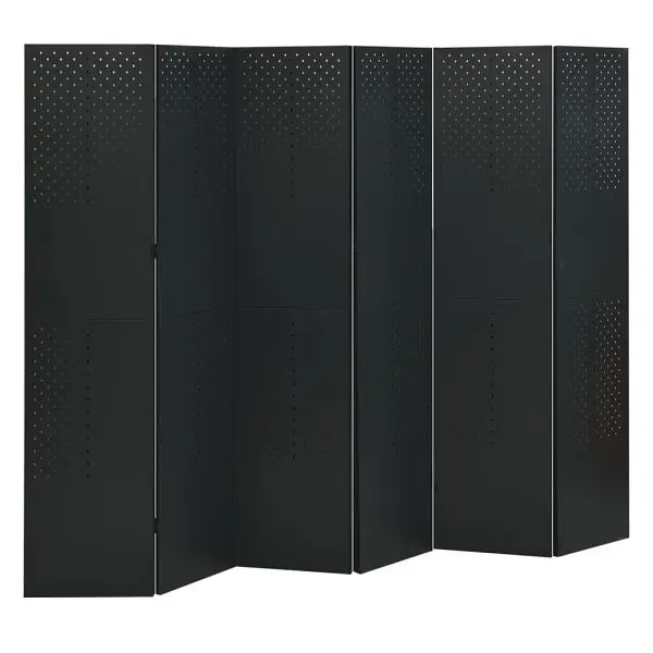 vidaXL 6-Panel Room Divider Black 94.5"x70.9" Steel, 335904