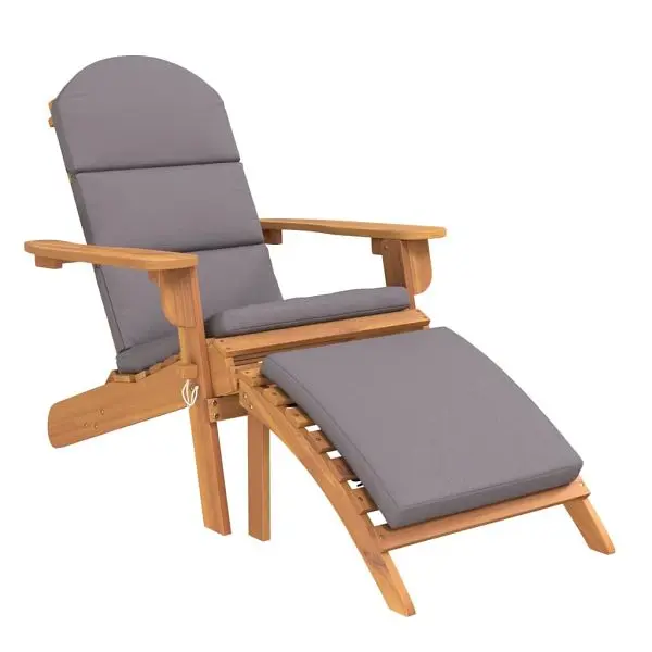 vidaXL Adirondack Patio Chair Footrest Solid Wood Acacia, Brown colored, 360034