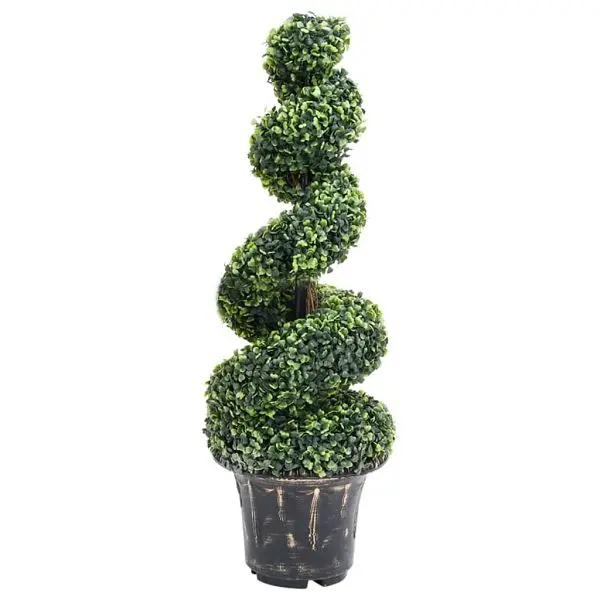 vidaXL Artificial Boxwood Spiral Plant Pot Hunter Green 39.4", 336505