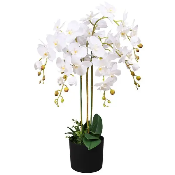 vidaXL Artificial Orchid Plant Pot 29.5" White, 244425