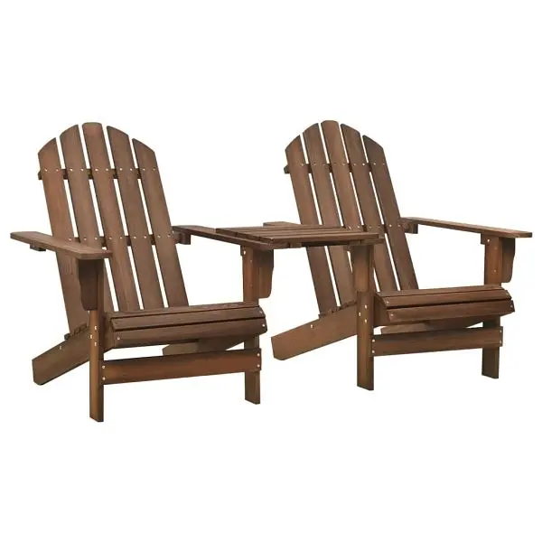 vidaXL Authentic Patio Adirondack Chairs Tea Table Solid Wood Fir Tan, 310069