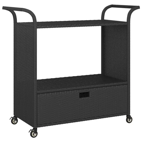 vidaXL Bar Cart Drawer Matte Black 39.4"x17.7"x38.2" Poly Rattan, 316663