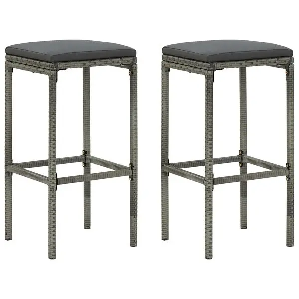 vidaXL Bar Stools Cushions 2 pieces Gunmetal Poly Rattan, 313441
