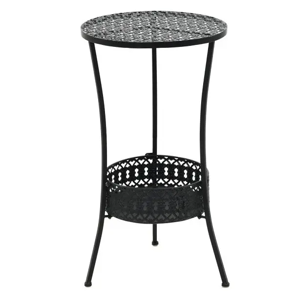 vidaXL Bistro Table Black 15.7"x27.5" Metal, Black, 245939
