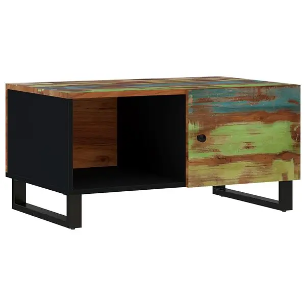 vidaXL Certified-Safe Coffee Table 31.5"x19.7"x15.7" Solid Wood Reclaimed&Engineered Wood, Multicolour ...