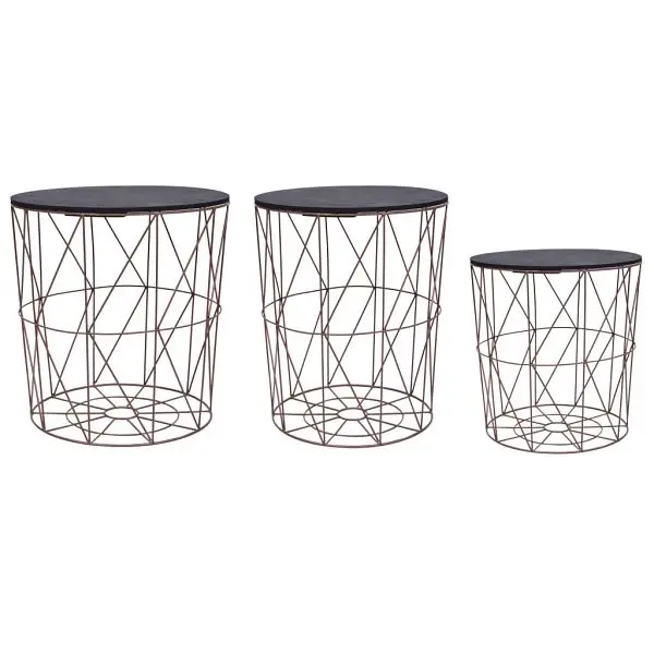 vidaXL Chemical-Resistant Coffee Tables 3 pieces Electrolytic Copper, Black colored, 287643