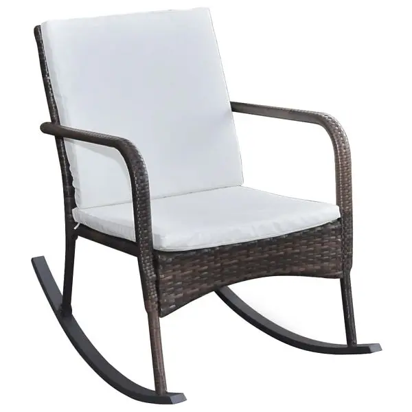 vidaXL Classic Outdoor Rocking Chair Brown Poly Rattan, 78" x 26" x (11.8"-38.6"), 42492