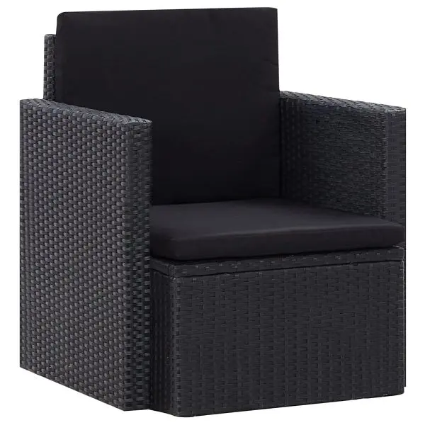vidaXL Classic Patio Chair Cushions Poly Rattan Black, 45782