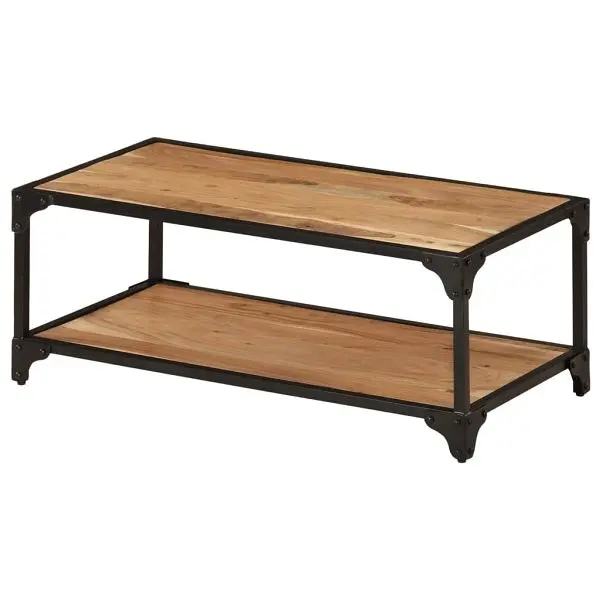 vidaXL Coffee Table 35.4"x17.7"x13.8" Solid Acacia Wood, Brown colored, 328264