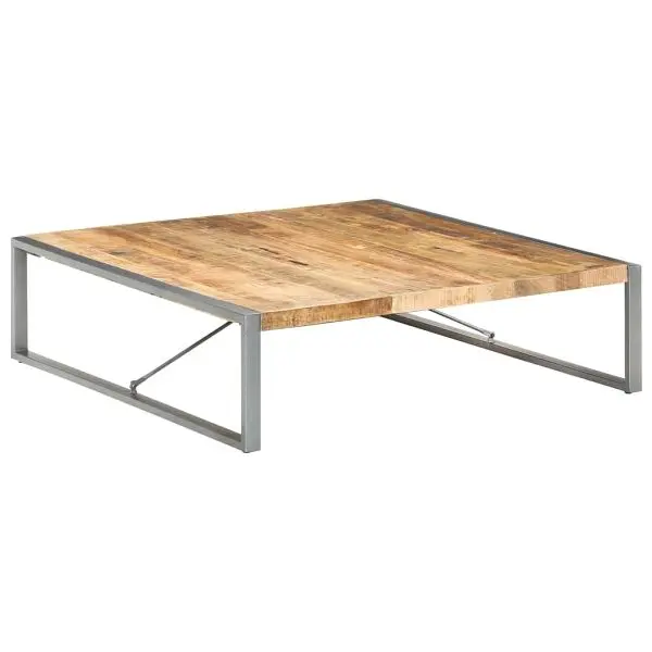 vidaXL Coffee Table 55.1"x55.1"x15.7" Rough Mango Wood, Walnut colored, 321579