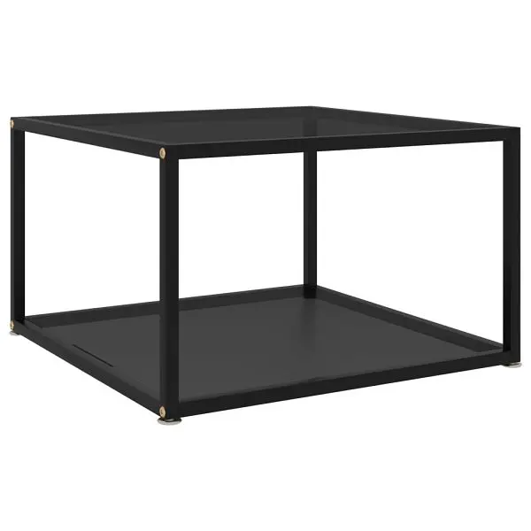 vidaXL Coffee Table Black 23.6"x23.6"x13.8" Tempered Glass, 322888