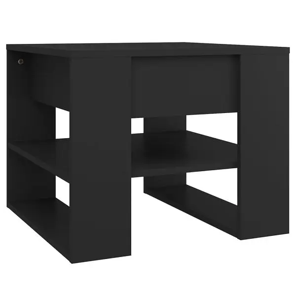 vidaXL Coffee Table Jet Black 21.9"x21.7"x17.7" Engineered Wood, 810909