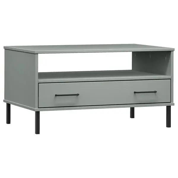 vidaXL Coffee Table Metal Legs Graphite 33.5"x19.7"x17.7" Solid Wood OSLO, 351034