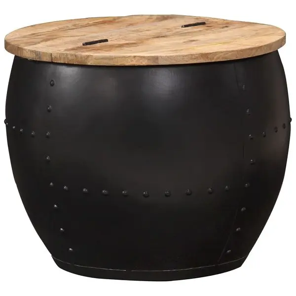 vidaXL Coffee Table Round 20.9"x16.9" Solid Mango Wood, Brown colored, 287484