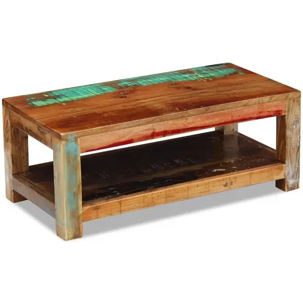 vidaXL Coffee Table Solid Reclaimed Wood 35.4"x17.7"x13.8", Chocolate colored, 243322