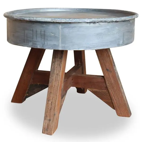 vidaXL Coffee Table Solid Reclaimed Wood 23.6"x17.7" Silver, Brown colored, 244511