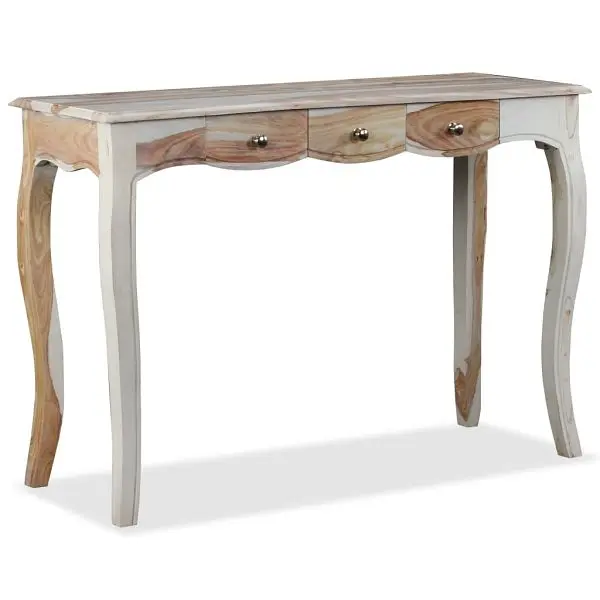 vidaXL Console Table 3 Drawers Solid Sheesham Wood 43.3"x15.7"x29.9", Tan colored, 244347