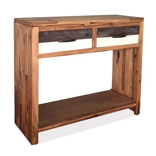 vidaXL Console Table Solid Acacia Wood 33.9"x11.8"x29.5", Beige colored, 246045