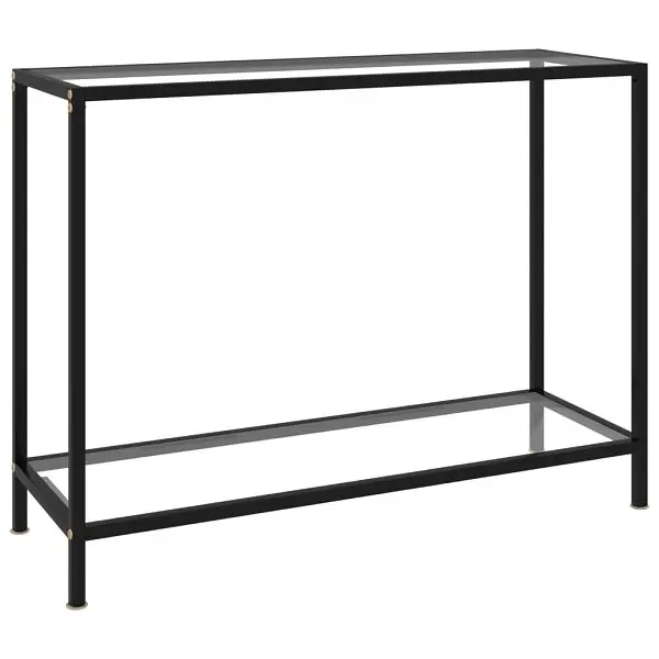vidaXL Console Table Transparent 39.4"x13.8"x29.5" Tempered Glass, 322835