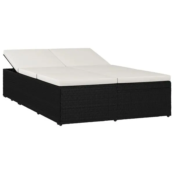 vidaXL Convertible Sun Bed Cushion Poly Rattan Black, 46242