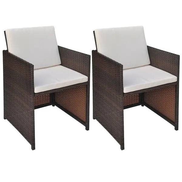 vidaXL Custom Patio Chairs 2 pieces Cushions and Pillows Poly Rattan Espresso, 42560
