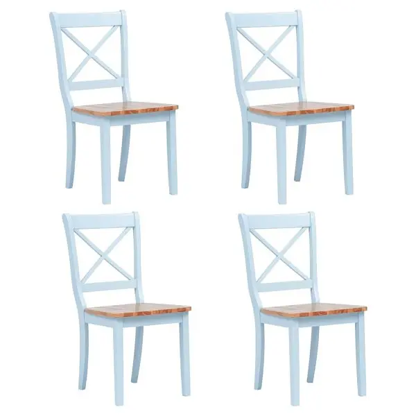 vidaXL Dining Chairs 4 pieces Grey and Light Wood Solid Synthetic Rubber Wood, 247361