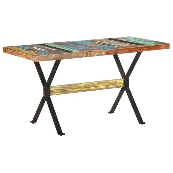 vidaXL Dining Table 55.1"x27.6"x29.9" Solid Reclaimed Wood, Multicolour colored, 321607