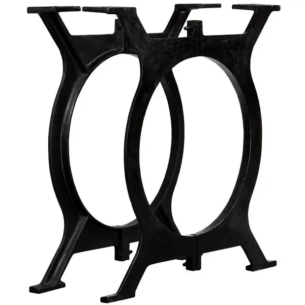 vidaXL Dining Table Legs 2 pieces O-Frame Cast Iron, Ebony colored, 245426
