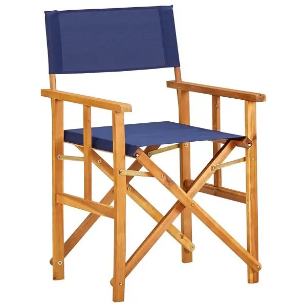 vidaXL Director's Chair Solid Acacia Wood Navy Blue, Material: Solid acacia wood oil conclude + fabric (seat and supp...