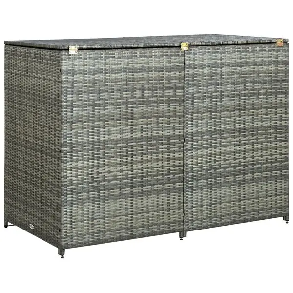 vidaXL Double Wheelie Bin Shed Poly Rattan Anthracite 58.3"x30.3"x43.7", 46463