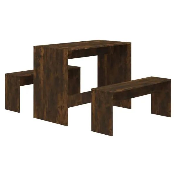 vidaXL Elite 3 Piece Dining Set Smoked Oak Engineered Wood, Brown colored, 812969
