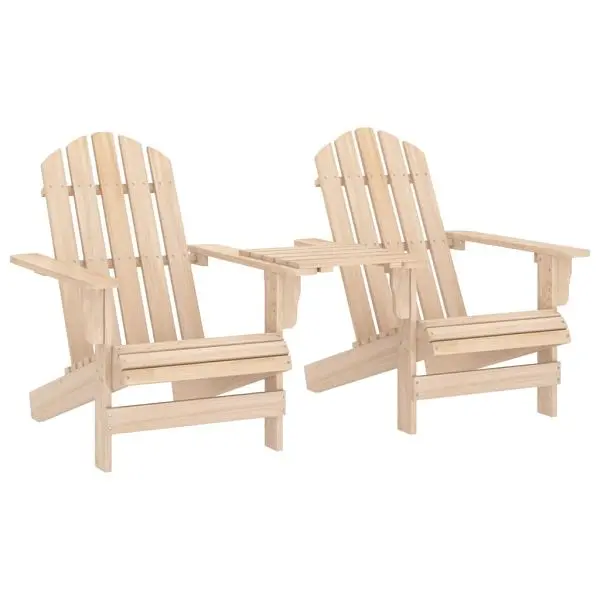 vidaXL Fluorescent Patio Adirondack Chairs Tea Table Solid Fir Wood, Brown colored, 315892