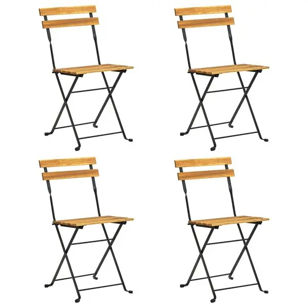 vidaXL Folding Bistro Chair 4 pieces Solid Acacia Wood, Beige colored, 313161