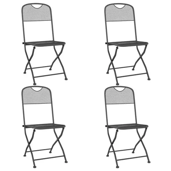 vidaXL Folding Patio Chairs 4 pieces Expanded Metal Mesh Anthracite, 317339