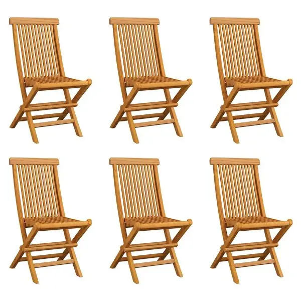 vidaXL Folding Patio Chairs 6 pieces Solid Teak Wood, Espresso colored, 3065527