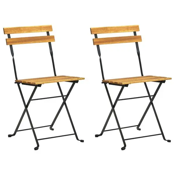 vidaXL Folding Patio Chairs 2 pieces Steel and Solid Acacia Wood, Brown colored, 313160