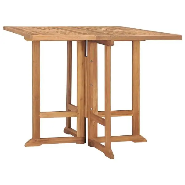 vidaXL Folding Patio Dining Table 35.4"x35.4"x29.5" Solid Teak Wood, Brown colored, 315448